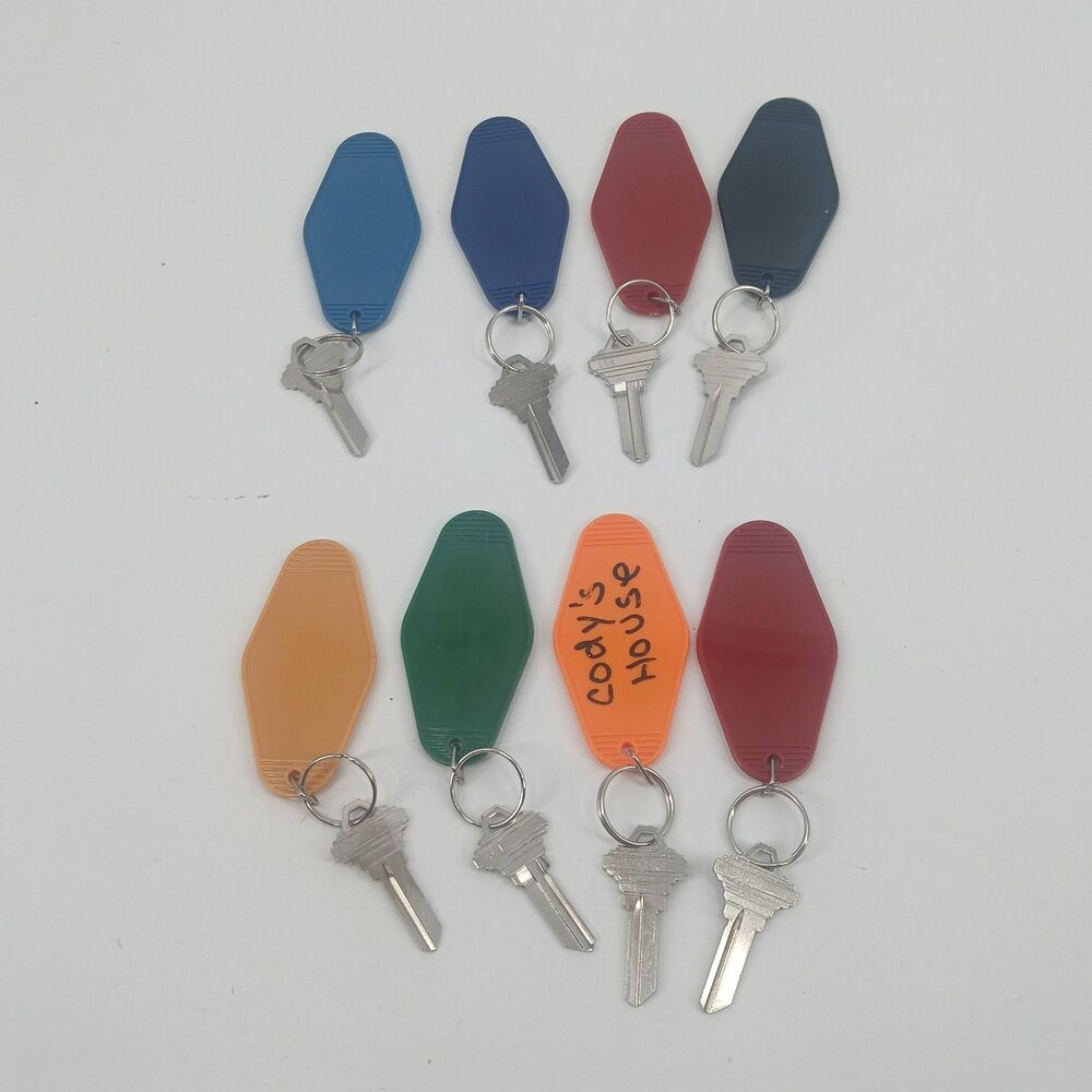 Vintage Motel Key Tag Keychains Lot Plastic Diamond Oval Key Rings Bulk